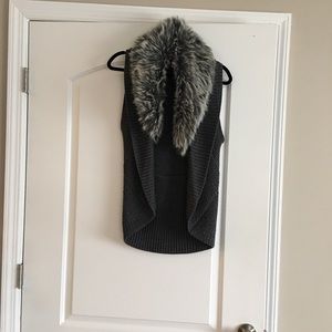 Grey Faux Fur Sweater Vest